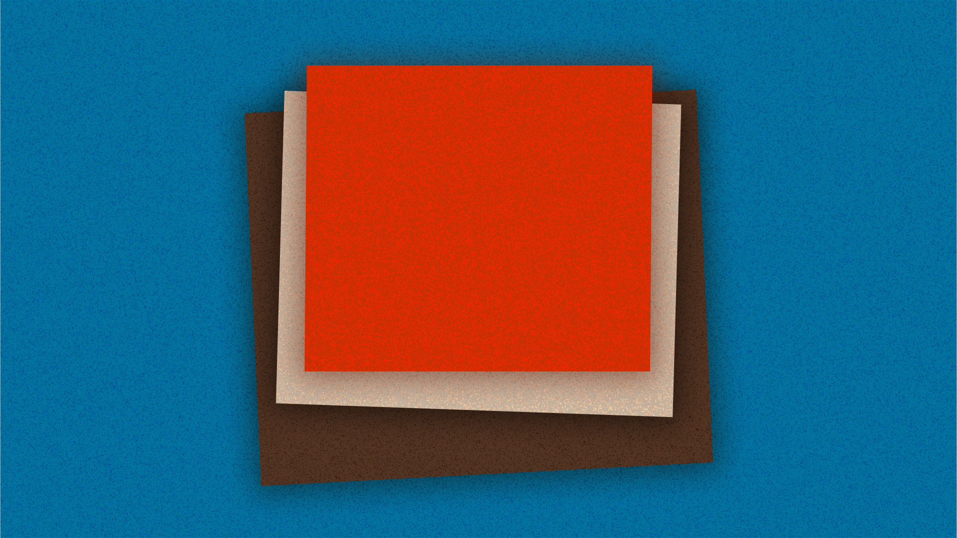 Three floating squares on a sky blue background. The squares are stacked on each other like Post-Its.