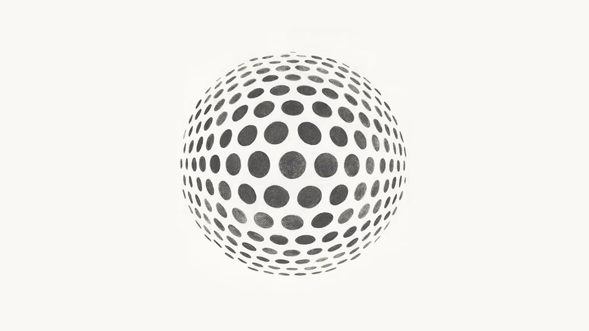 A sphere with a dot-matrix pattern resembling a golf ball.